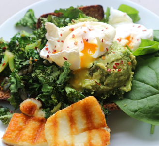 Healthy Heaped Poached Eggs On Rye